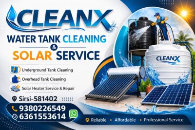 CLEANX| water tank cleaning and Solar service in Sirsi