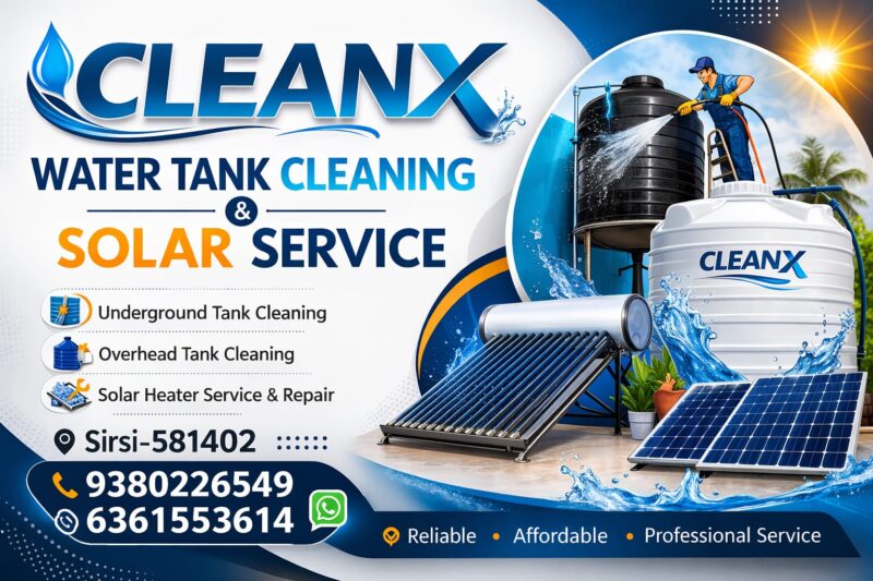 CLEANX| water tank cleaning and Solar service in Sirsi