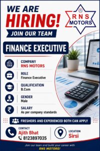 Hiring Finance Executives|RNS Motors Sirsi