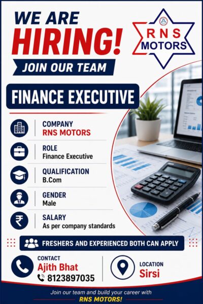 Hiring Finance Executives|RNS Motors Sirsi